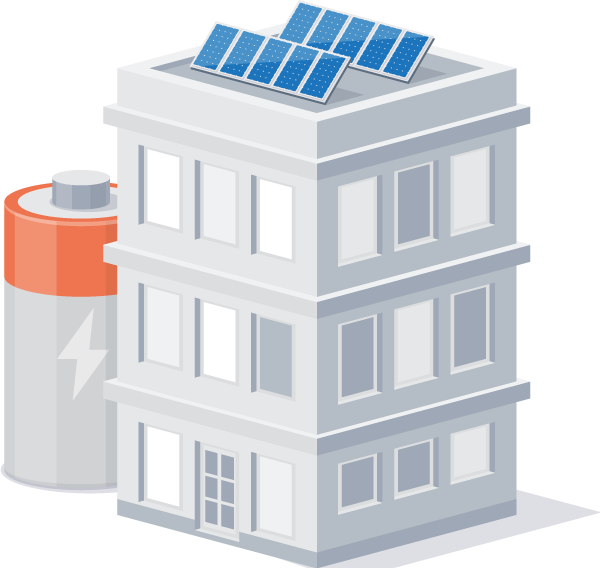 An office building with solar panels illustration