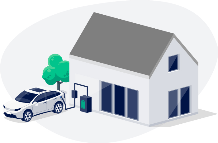 A house with an EV Charger illustration