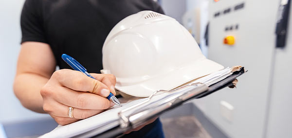 An electrician with a clip board