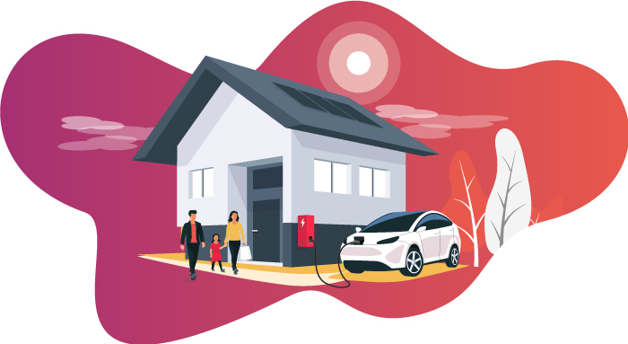 Home with an EV Charger illustration