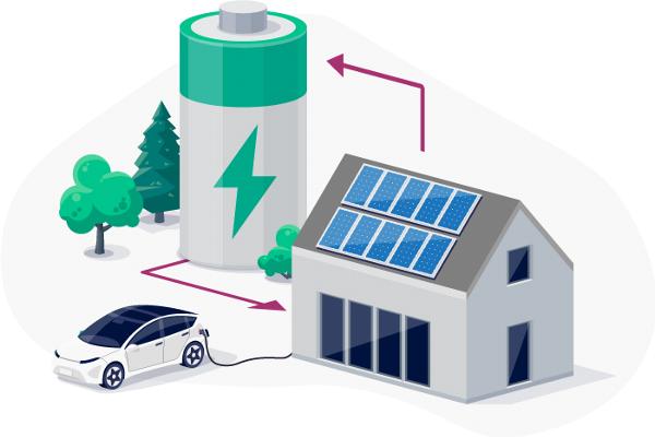 A home with renewable energy illustration